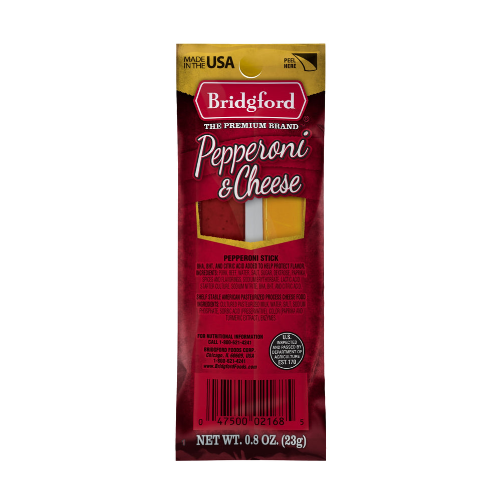 Bridgford Pepperoni & Cheese Meat Stick, 0.8 oz package