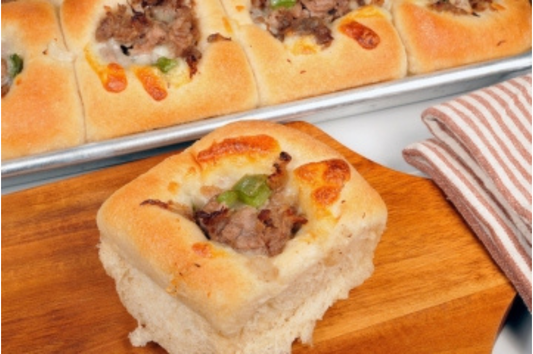 Cheesesteak Kolaches with Horseradish Sauce