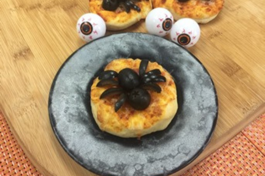 Mini Olive Spider Pizzas