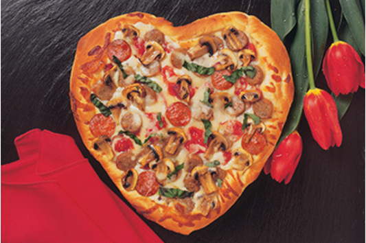 Pepperoni, Sausage & Mushroom Valentine Pizza