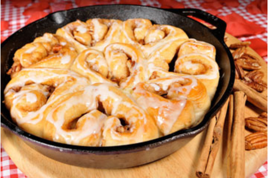 Skillet Sweetheart Cinnamon Rolls
