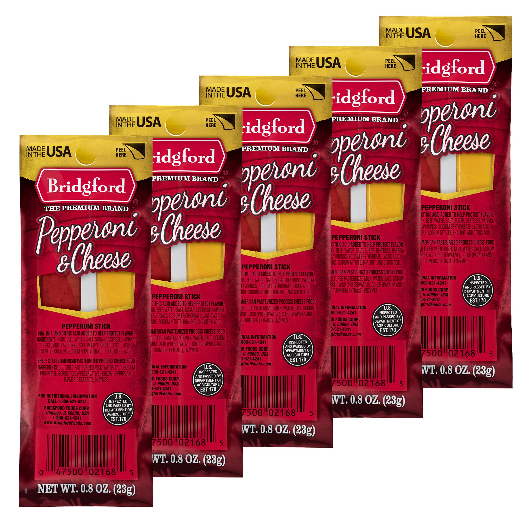 Pepperoni & Cheese Stick Pack of 6 - Savory Pepperoni and Creamy Cheese