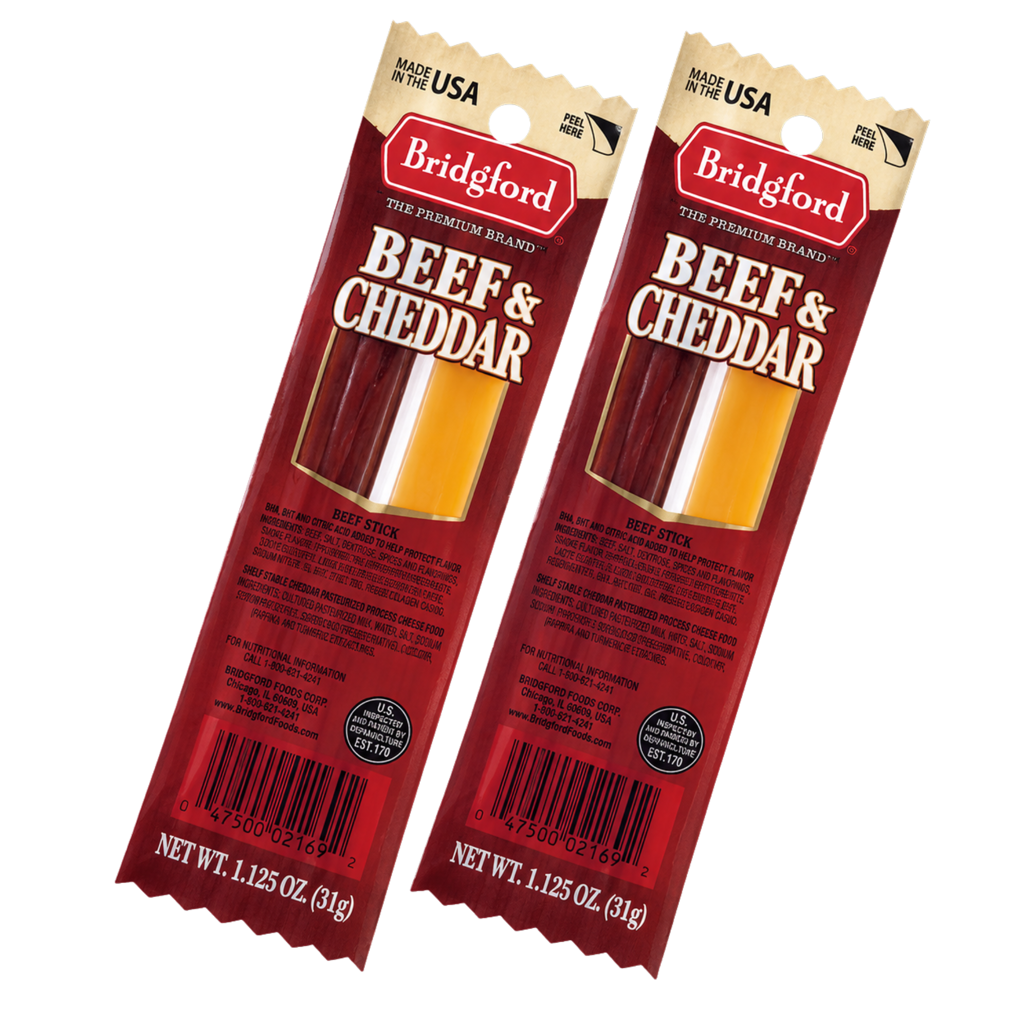 Bridgford - Beef and Cheddar - 1.125 oz 8/8 pack - Pack of 1
