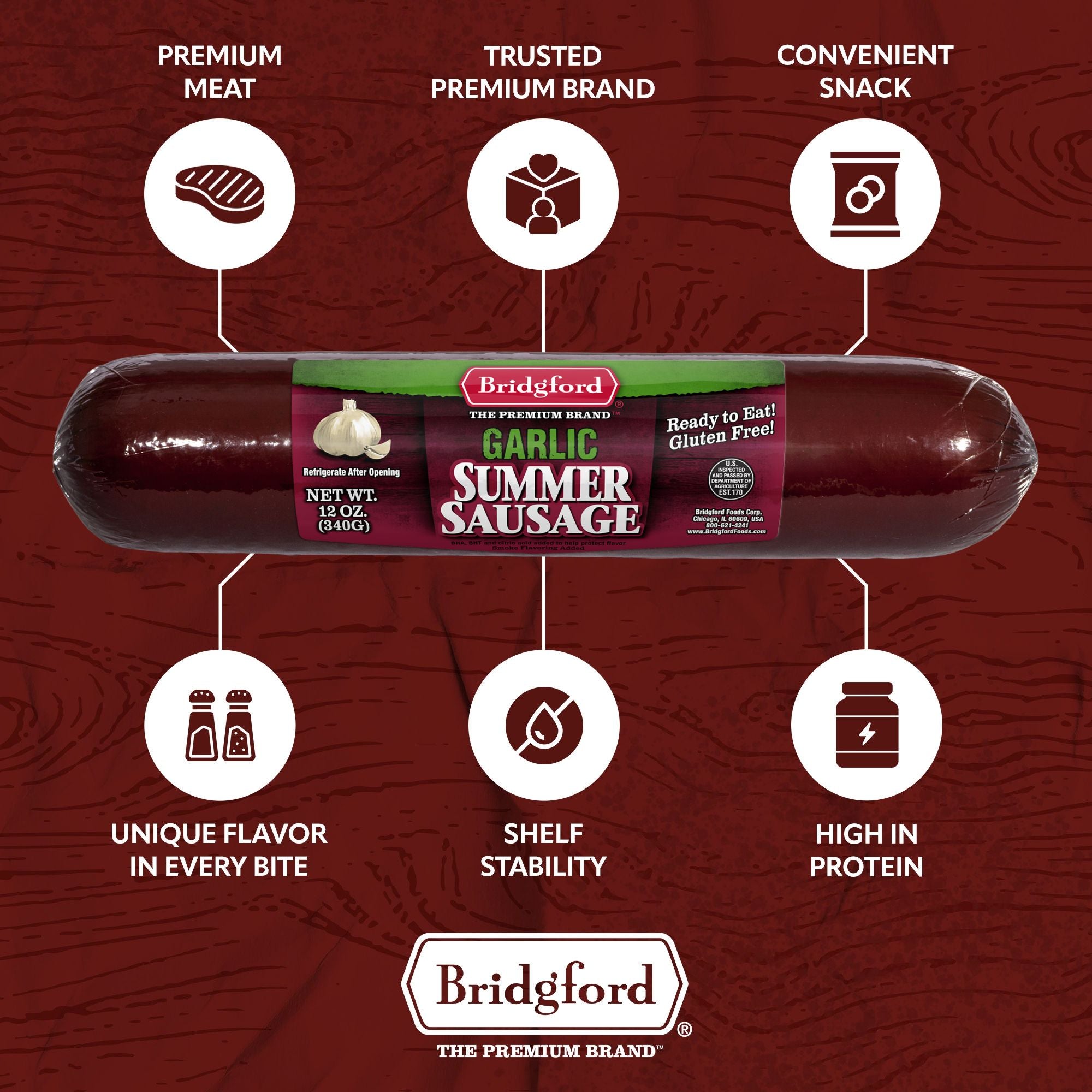 Garlic Summer Sausage - 12 OZ