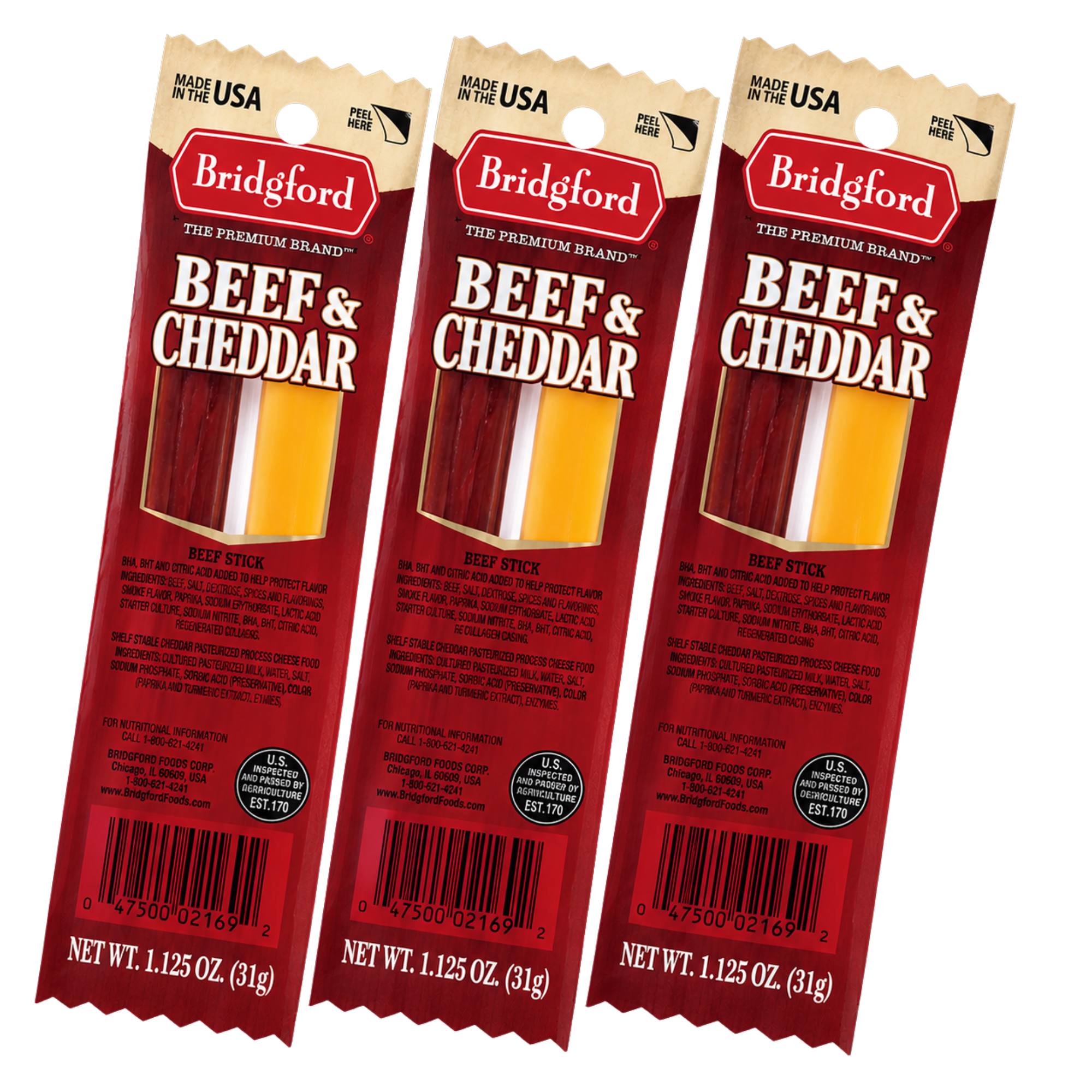 Bridgford - Beef and Cheddar - 1.125 oz 8/8 pack - Pack of 1