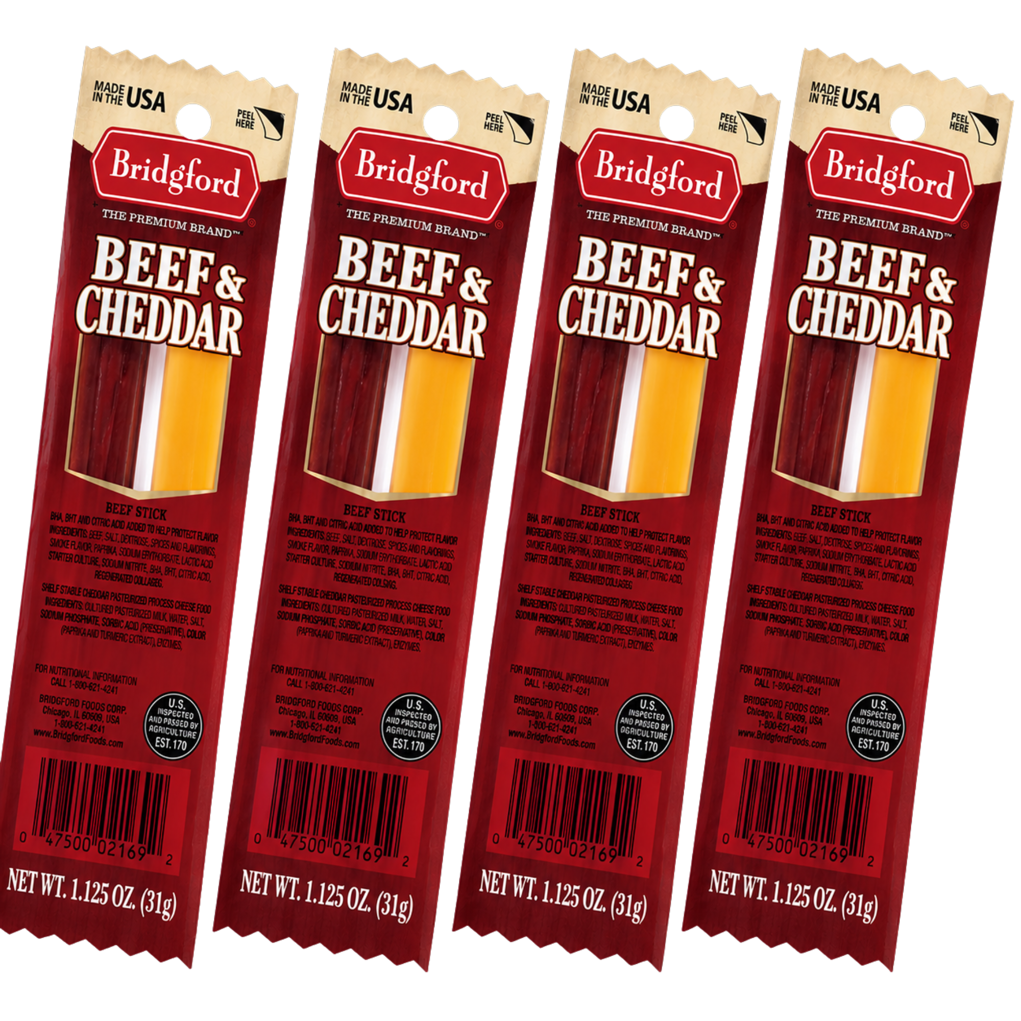 Bridgford - Beef and Cheddar - 1.125 oz 8/8 pack - Pack of 1