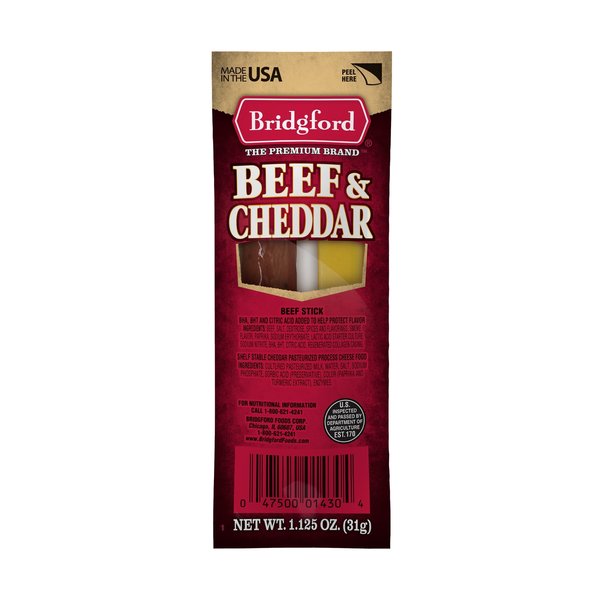 Bridgford - Beef and Cheddar - 1.125 oz 8/8 pack - Pack of 1