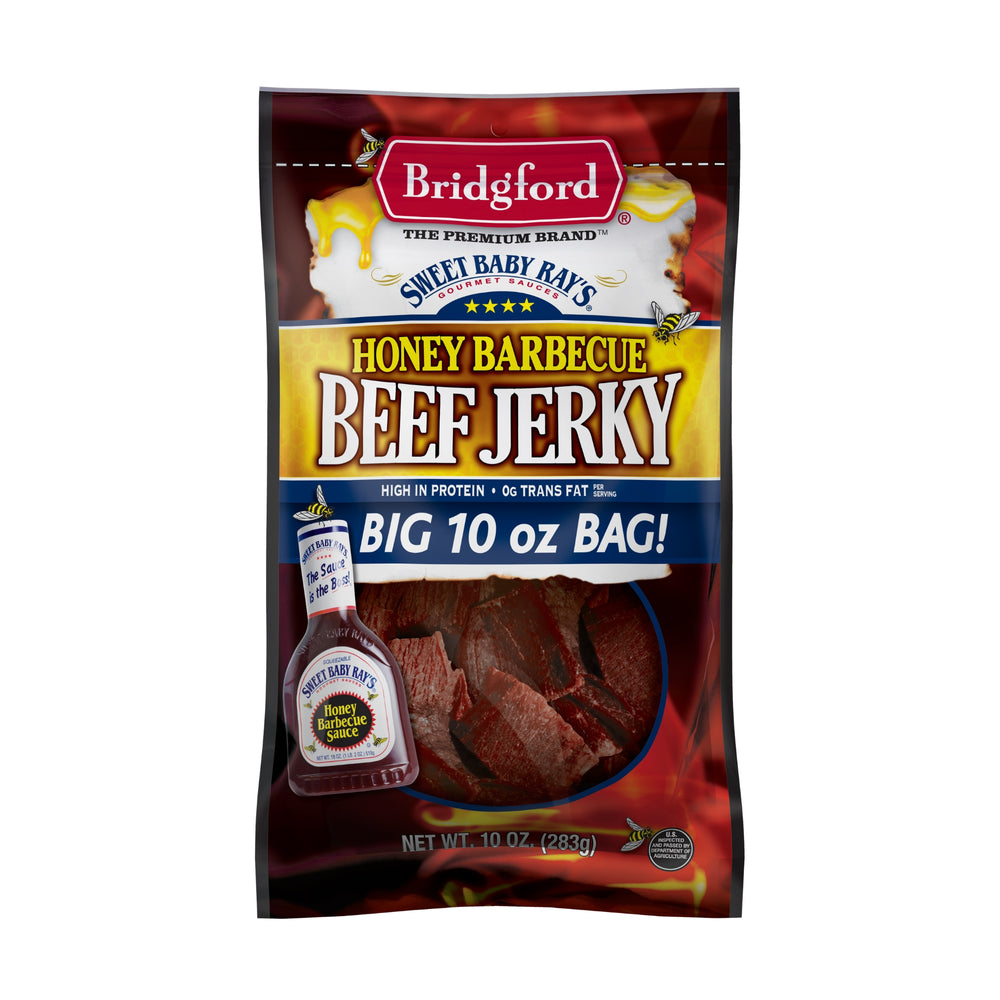 Bridgford Beef Jerky Honey Barbecue, 10 oz package