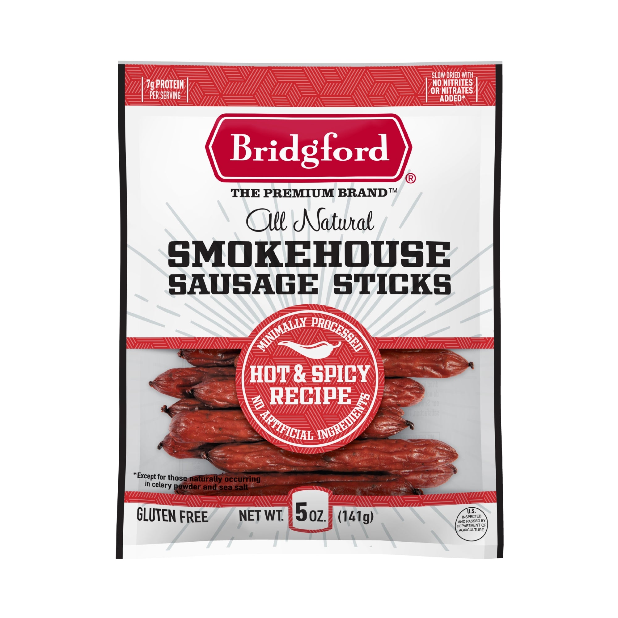 Bridgford Smokehouse Hot & Spicy Sausage Sticks, 5 oz package