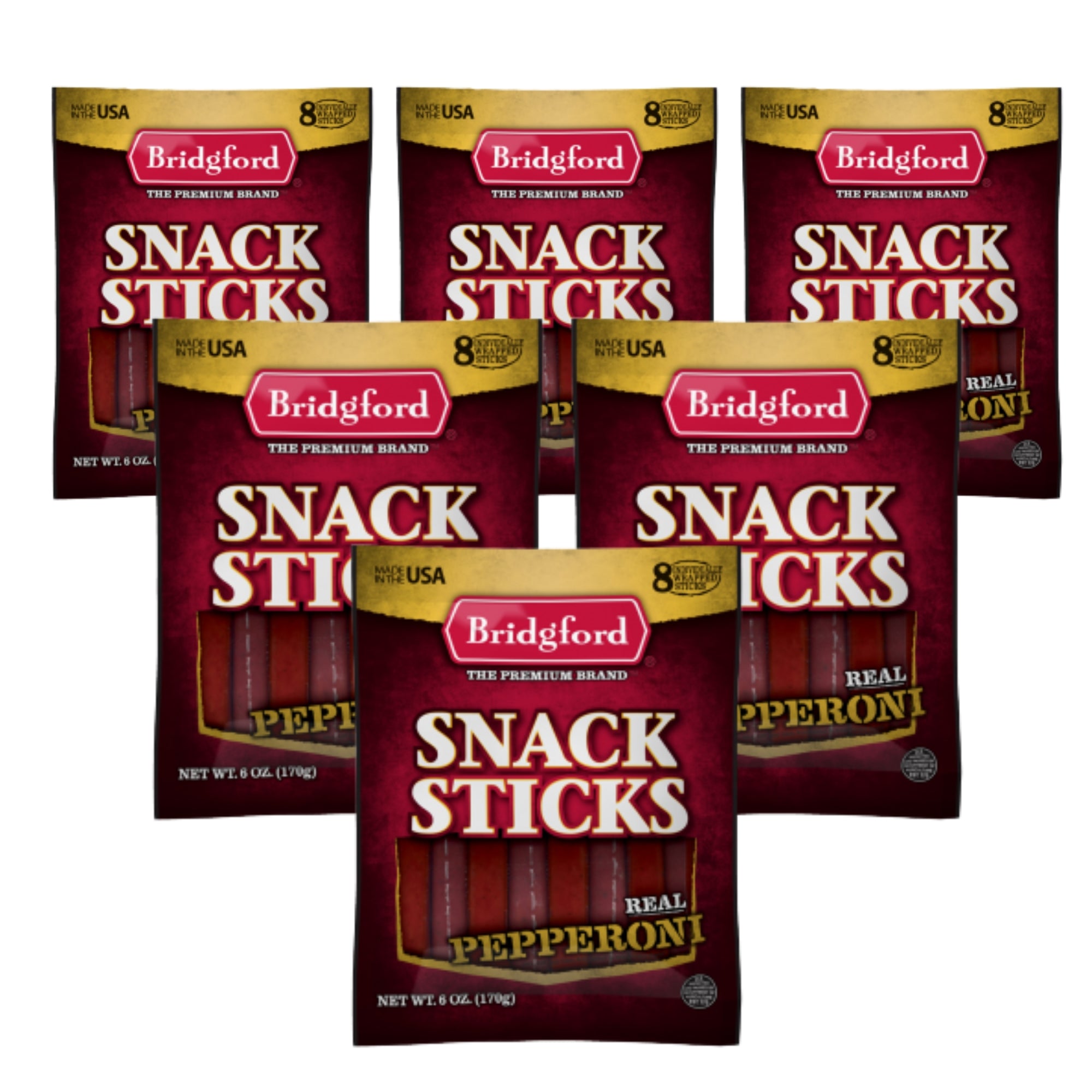 Pepperoni Snack Sticks - 8 Sticks - Pack of 6